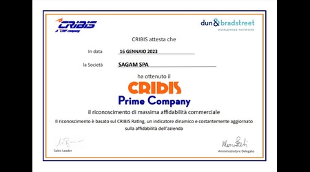 Sagam E Stata Premiata Con Il Cribis Prime Company 406 L 1200
